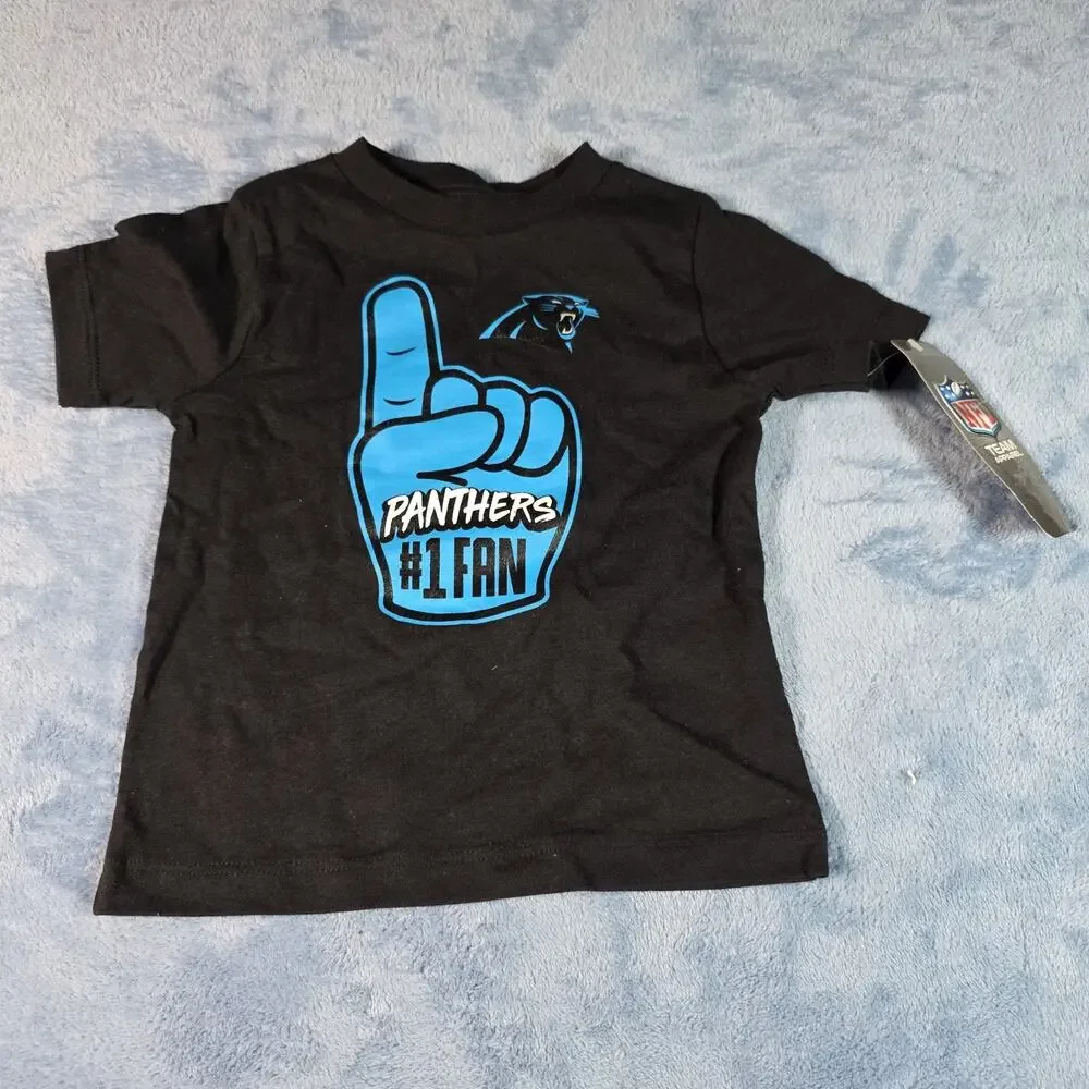 Carolina Panthers NFL Toddler 2T #1 Fan Shirt Black Graphic Tee NWT